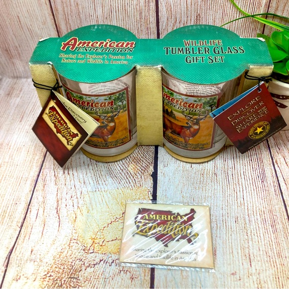 American Expedition Tumbler Glass Gift Set Wildlife Whitetail Majestic Deer - Picture 9 of 12